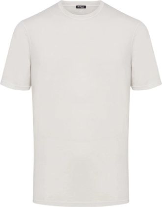 Kiton Beige Katoenen T-shirt Korte Mouw - Heren - T-shirts - Wit - XL - Katoen - Tops