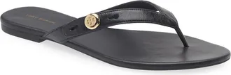 Tory Burch Romy Leather Thong Sandal in Perfect Black at Nordstrom, Size 10.5