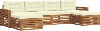 vidaXL Conjunto De Sof&aacute;s De Exterior 6 Uds. Natural Y Crema Vidaxl