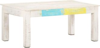vidaXL Mesa De Centro De Madera Maciza De Mango Blanca 110x60x45 Cm Vidaxl