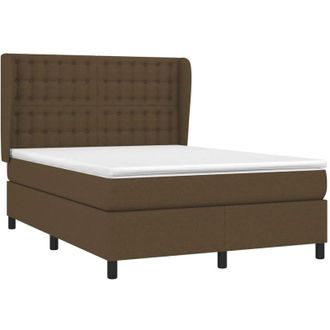 vidaXL Vidaxl - Cama Box Spring Con Colch&oacute;n Tela Marr&oacute;n Oscuro 140x190 Cm