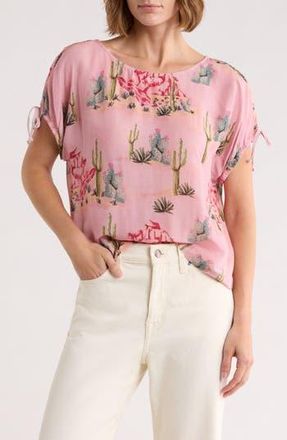 Daniel Rainn Cactus Print Drop Sleeve Top in Terracotta at Nordstrom Rack, Size Large