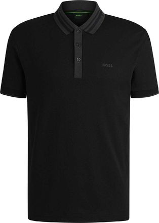 HUGO BOSS Heren Paule Gestreepte Poloshirt met V-hals (Zwart)