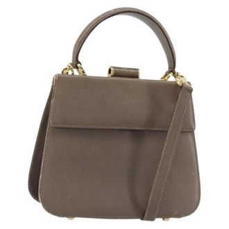 Ferragamo Pre-owned Handtas - Dames - Pre-owned - Grijs - Maat: ONE Size Leer