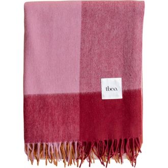 TBCo Lambswool Check Throw Blanket in Berry Frame Check at Nordstrom, Size Large