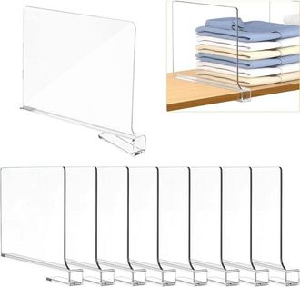 OEM 8 Separadores De Estantes De Acr&iacute;lico Transparente, 30 X 20 Cm, Separador De Estantes Multifuncional, Para Dormitorio, Cocina, Armarios Y Organizaci&oacute;n