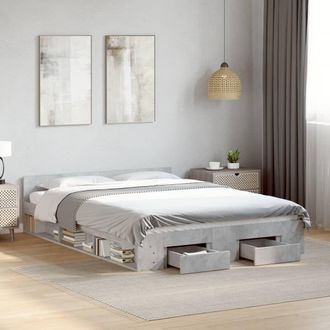 Berkfield Home Bed Frame with Drawers without Mattress Concrete Grey 150x200 cm King Size