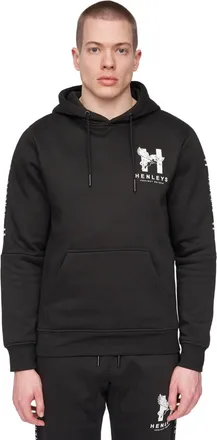 Henleys Heren Tapehen Hoodie (Zwart)