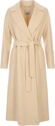 Max Mara Elisa Lange Jas - Dames - Jas met riem - Beige - S - Wol - Jassen