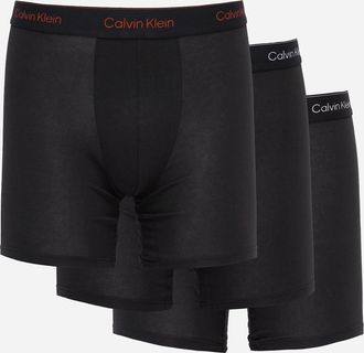 Calvin Klein Mens Calvin Klein 3 Pack Icon Cotton Stretch Mens Boxer Briefs - Black w/ Chalk Logo/Black w/ Currie - Size: 37/36/32