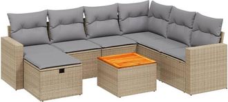 vidaXL Juego De Sof&aacute;s Jard&iacute;n Con Cojines Beige Mezcla 8 Pzas Rat&aacute;n Pe Vidaxl