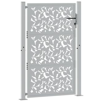 Berkfield Home Beautiful Garden Gate 105x155 cm Weathering Steel Leaf Design in Brown