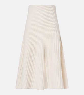 Alaia Ala&iuml;a Wool and cashmere midi skirt