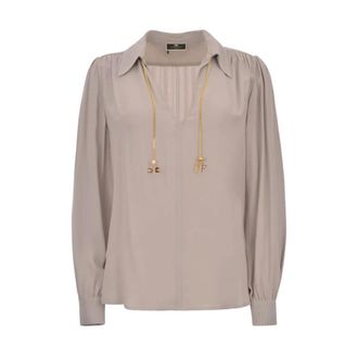 Elisabetta Franchi Overhemden, Dames, Grijs, L, Polyester, Blouse