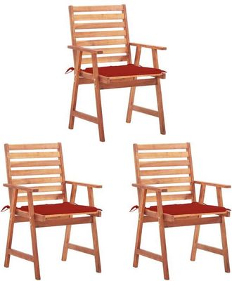 vidaXL Vidaxl - Sillas Comedor De Jard&iacute;n Y Cojines 3 Uds Madera Maciza Acacia