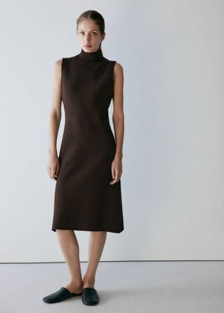 Mango Vestito midi punto Milano cioccolato - Donna - S - MANGO