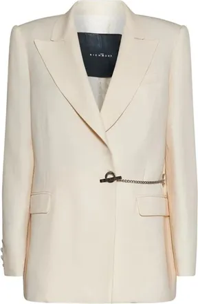 John Richmond Blazer met enkele rij knopen en juweelsluiting - Dames - Blazers - Beige - L - Jassen