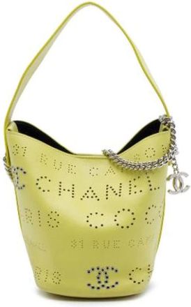 Chanel Pre-owned Vintage Bucket Bag - Dames - Vintage Schoudertas - Geel - ONE Size - Leer - Vintage
