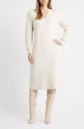 Caslon Sequin Long Sleeve Sweater Dress in Beige Oatmeal Light Heather at Nordstrom Rack, Size Xx-Large