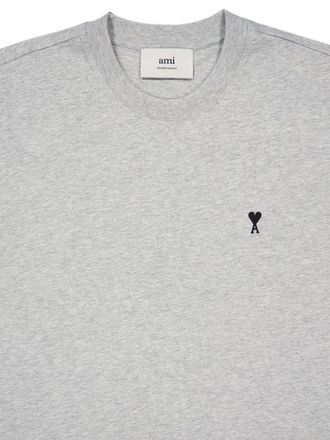 Ami Logo-Embroidered Cotton T-shirt - heather grey