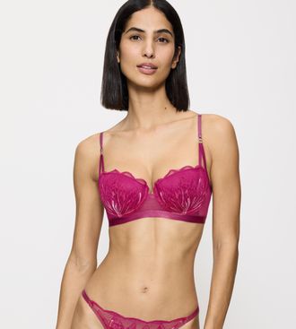 Triumph Halbschalen-BH TRIUMPH Crazy Stupid Love, Damen, Gr. 70, Cup E, pink (passion fruit), Mesh, Obermaterial: 49% Polyester, 39% Polyamid, 9% Elasthan, 3%