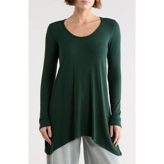 Go Couture Asymmetric Tunic Sweater in Aventurine at Nordstrom Rack, Size X-Large