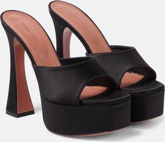 Amina Muaddi Dalida satin platform mules