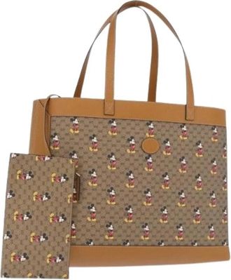 Gucci Pre-owned Micro Small GG Canvas Tote Bag - Dames - Vintage Shopper - Beige - ONE Size - Leer - Vintage