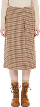 Max Mara Deborah Rok - Dames - Midirokken - Bruin - 2XL - Katoen - Rokken