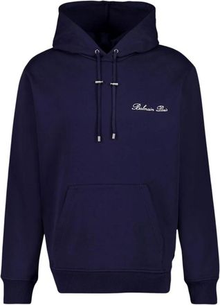 Balmain Signature Sweatshirt - Heren - Hoodies - Blauw - M - Katoen - Hoodies & sweatvesten