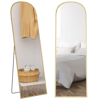 OEM Espejo De Pie Cuerpo Entero De Aleaci&oacute;n De Aluminio Espejo De Pared Con 2 Formas De Uso Rectangular 60x1,5x165 Cm Dorado