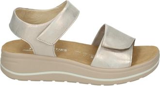 Hartjes Sportieve Bronzen Sandaal met Uitneembaar Voetbed - Dames - Sleehakken - Beige - 41 EU - Leer - Schoenen
