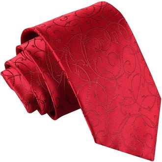DQT Swirl Floral Patterned Wedding Classic Neck Tie for Men - Burgundy