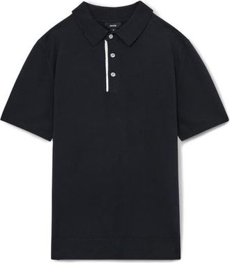 Reiss Finch Short Sleeve Linen & Cotton Polo Sweater in Navy at Nordstrom, Size Xx-Large