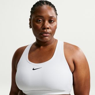 Nike Womens Swoosh Medium Support Padded Sports Bra (Plus Size) in White | DX6823-100