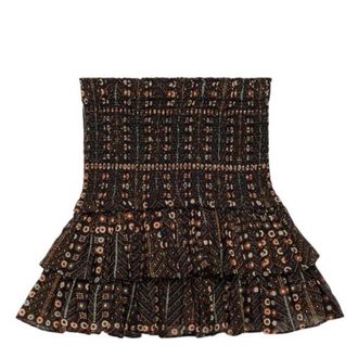 Isabel Marant Naomi Smocked Cotton Skirt, Brand Size 34 ( US Size 2 )