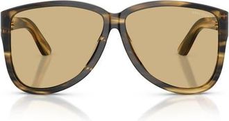 Miu Miu 61mm Oversize Pilot Sunglasses in Striped Loden /Yellow at Nordstrom