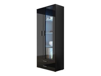 Mirjan24 Mobilier1 - Estanter&iacute;a Tornola 105, Negro + Negro Brillante, Con Cajones, Con Puertas, Cerrable, Aglomerado Laminado, Vidrio, N&uacute;mero De Puertas: 0, N&uacute;