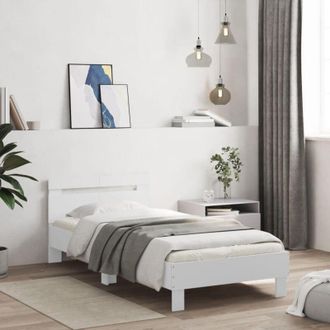 vidaXL Giroletto con Testiera Bianco 100x200 cm in Legno Multistrato - Vidaxl