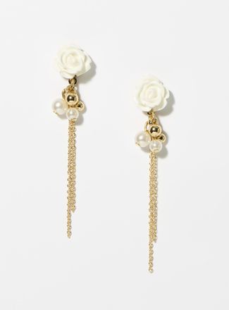 Simons Womens Chain and rose long earrings