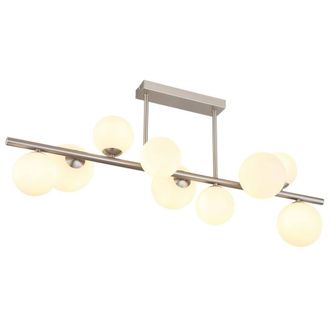 Netlighting Riha Globe Ceiling Light Nickel Matt Opal Glass Shade 9x G9 3000K in Grey