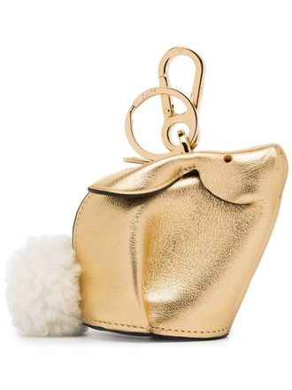 Loewe gold Metallic Bunny Leather Shearling Tail Bag Charm - women - Calf Leather - One Size