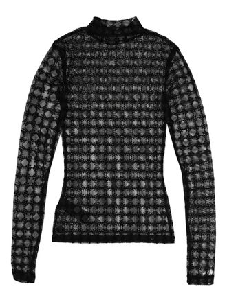 Amiri lace top - women - Nylon - 44 - Black