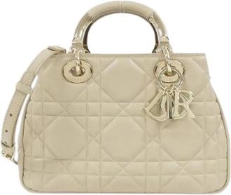 Dior Pre-owned Lady 95.22 Small Calf Handbag - Dames - Vintage Handtas - Beige - ONE Size - Leer - Vintage