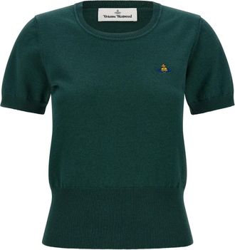 Vivienne Westwood Bea Top - Dames - Ronde hals truien - Groen - S - Katoen - Truien & Vesten