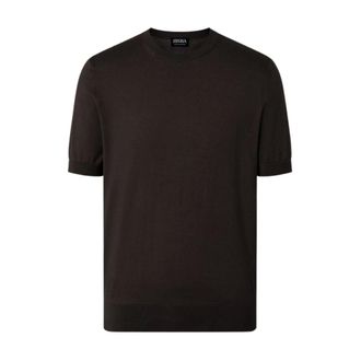 Ermenegildo Zegna Short Sleeve Crewneck Knit - male - Zegna - T-Shirts - Brown - XL - Tops