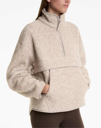 Oysho Felpa in pile grigia con tasca sul davanti-Grigio