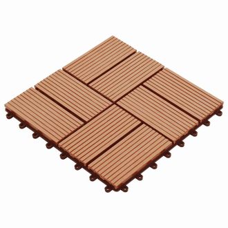 vidaXL Tile De Decking 11 Pcs Teca 30 X 30 Cm Wpc Vidaxl
