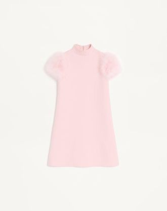 Valentino Short Crepe Couture Dress with Feathers Wo