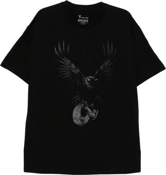 Yohji Yamamoto Ys for men &times; MASSES T-shirt met print - Zwart